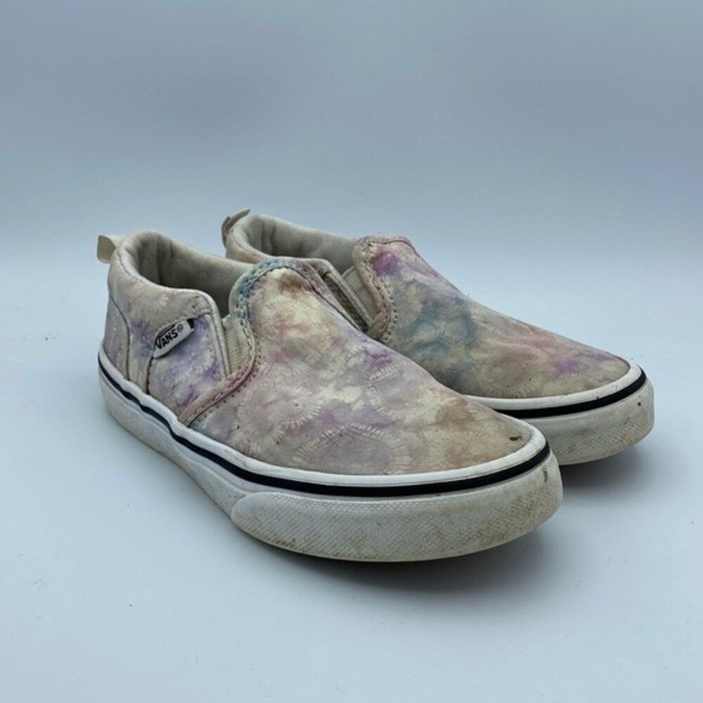 Vans Girls Canvas Tie Dye Cushioned Asher Slip-On Athletic Sneakers Size 13